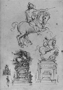 Quatre études pour un monument équestre, vers 1480