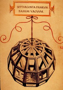 Géométrie : Un Polyèdre. Page tirée du manuscrit « De divina proportione » par le mathématicien Fra Luca Pacioli illustré par Léonard de Vinci (1509)