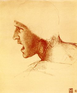 Tête de guerrier criant et attaquant - Leonardo da Vinci