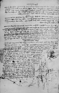 Page de texte avec croquis de paysage, vers 1480, 1945 - Leonardo da Vinci