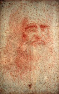 Autoportrait de Léonard de Vinci, peintre, sculpteur, ingénieur et architecte italien, vers 1513