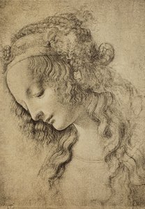 Étude pour la tête de Madeleine, dessin de Léonard de Vinci, Cabinet des Dessins et Estampes, Galerie des Offices, Florence