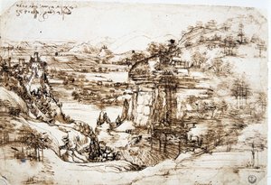 Le premier dessin connu de Léonard de Vinci (1452-1519), « Paysage de Santa Maria della Neve » : le paysage de la vallée de l