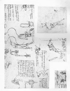 Trois dessins illustrant la théorie des mouvements de la figure humaine, vers 1472-1519