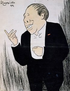 Acteur Alexandre Coquelin, connu sous le nom de Coquelin Cadet (1848-1909) en caricature de 1899 par Leonetto Cappiello (1875-1942)