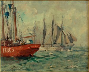 Goélette à quatre mâts passant Elbe 3 - Leonhard Sandrock