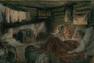 Natacha et le prince Andrei blessé à Mytishchi. Illustration pour le roman Guerre et Paix, 1893