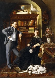 Un couple dans un intérieur avec un chien