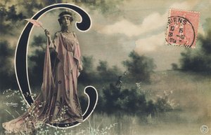 Lettre capitale C : Lucienne Roger, artiste demi-mondaine de la Belle Époque, 1906 - Leopold Emile Rutlinger