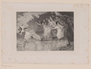 Christ dans un traîneau tiré par des anges patineurs