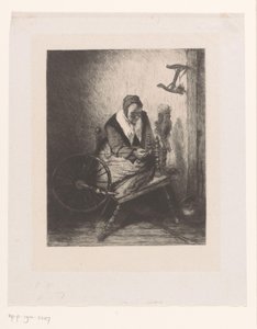 Femme devant son rouet - Leopold Flameng