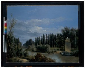 Vue du cours du petit bras de la Seine à travers le parc de Neuilly - Leopold Leprince