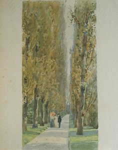 Giuseppe Verdi conversant avec des amis le long de l