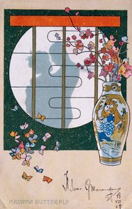 Carte postale créée pour la première de "Madame Butterfly", à Brescia - Leopoldo Metlicovitz