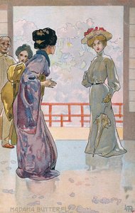 Carte postale créée pour la première de "Madame Butterfly", à Brescia - Leopoldo Metlicovitz