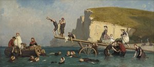 Baigneurs à Étretat, vers 1858 - Lepoittevin