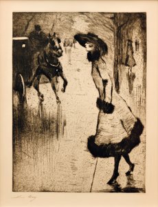 Dame appelant une calèche