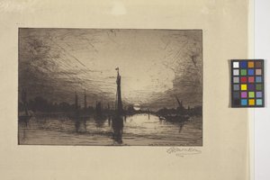 Coucher de soleil sur le Rhin près de Cologne - Lewis Henry Meakin