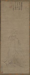 Bodhidharma traversant le fleuve Yangzi sur un roseau