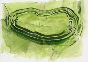 Vestiges du château de Maiden (aquarelle sur papier) - Liam Wales