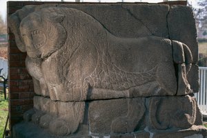 Bas-relief avec lions de Kultepe (Kanesh), Cappadoce, Turquie, civilisation hittite, 3e millénaire av. J.-C.