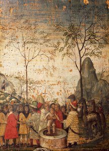 Joseph vendu par ses frères, planche peinte