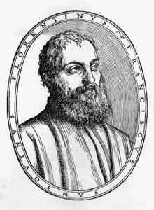 Portrait de Francesco Tatti da Sansovino, homme de lettres italien, gravure sur bois de Del secretario di Francesco Sansouino libri quattro