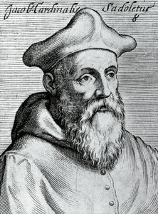 Portrait de Jacopo Sadoleto (1477-1547), humaniste, évêque catholique et cardinal italien, gravure de Illustrissimorum, omnique virtutis, et scientiarum laude praestantissimoru virorum icones, par Claudius Pernetus