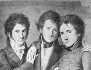 Portraits de Filippo Ugoni, Andrea Tonelli et Giovita Scalvini, patriotes italiens