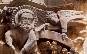 Espagne, Navarre, Ujué, Église de Santa Maria, Détail architectural