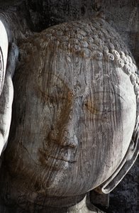Sri Lanka, ancienne ville de Polonnaruwa, statue de Bouddha couché de Gal Vihara