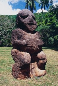 Tiki, marae Arahurahu, sculpture, Tahiti, Îles de la Société, Archipel des Îles du Vent, Polynésie française
