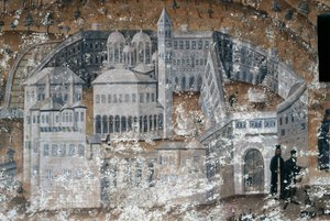 Vue du monastère, fresque au monastère d