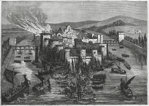 Les Vikings assiégeant Paris en 845 (gravure) - Unbekannt Unbekannt