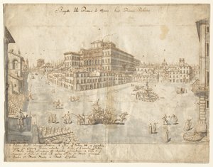 Dix-huit vues de Rome : La Piazza Barberini (recto)