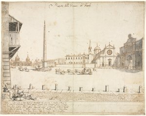 Dix-huit vues de Rome: La Piazza del Popolo recto