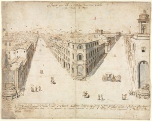 Dix-huit vues de Rome : Les Quattro Fontane vers Monte Cavallo