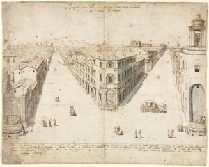Dix-huit vues de Rome : Les Quattro Fontane vers Monte Cavallo, 1665