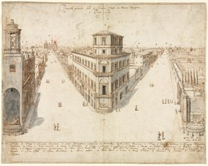 Dix-huit vues de Rome : Les Quattro Fontane vers Santa Maria Maggiore, 1665