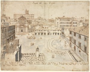 Dix-huit vues de Rome : La Fontaine de Trevi, 1665