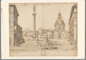 Vue de Rome avec la colonne de Trajan et la S. Maria di Loreto