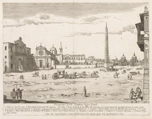 Piazza del Popolo de Prospectus Locurum Urbis Romae Insignium, 1666 - Lievin Cruyl