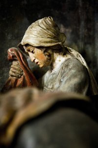 Panneau droit du retable, (détail) La Déposition de la Croix