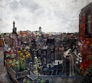 Ciel et fleurs de la ville de Londres (Toits de High Holborn) années 1930