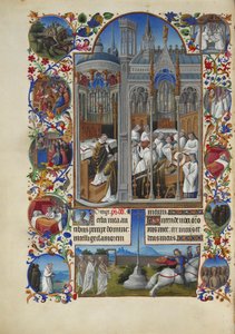 Très Riches Heures du duc de Berry Folio 86, verso - Les funérailles de Raymond Diocrès