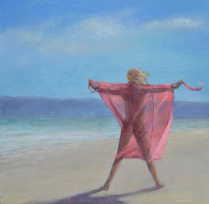 Sari rose sur la plage