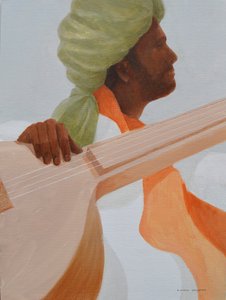 Joueur de sitar, turban vert - Lincoln Seligman