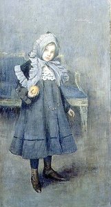 Fille avec un bonnet gris - Lino Selvatico