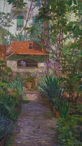 Le triptyque ou jardin en fleurs (panneau latéral) (1907) - Llewelyn Lloyd