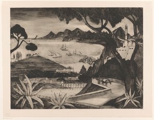 Paysage de montagne avec baie en Corse - Lodewijk Schelfhout (signed by artist)